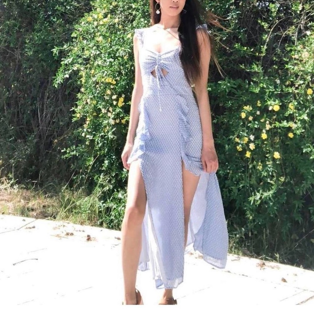 Song of style x revolve maven maxi dress in sky blue size xsmall